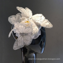Diner en Blanc headpiece White Fascinator Butterfly headband